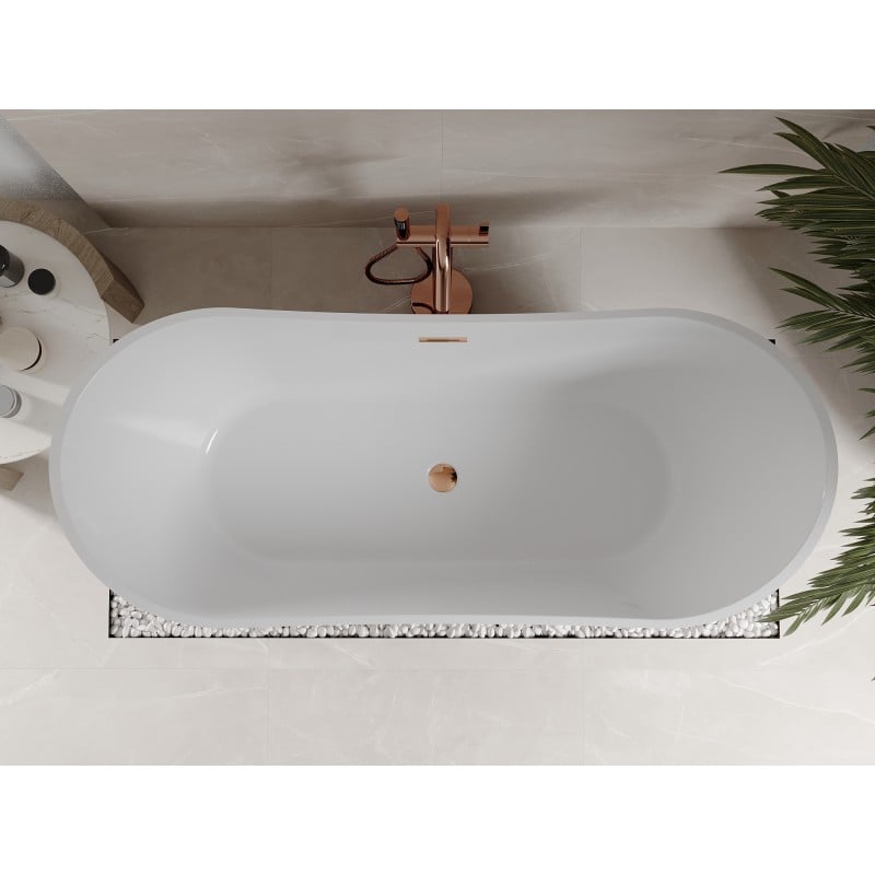 Mexen Celia freestanding bath 170 x 75 cm, white/black, overflow rose gold - 52331707575-60