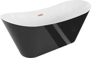 Mexen Celia freistehende Badewanne 170 x 75 cm, weiß/schwarz, gebürstete Messingüberlauf - 52331707575-65
