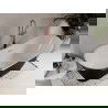 Mexen Celia freistehende Badewanne 170 x 75 cm, weiß/schwarz, gebürstete Messingüberlauf - 52331707575-65