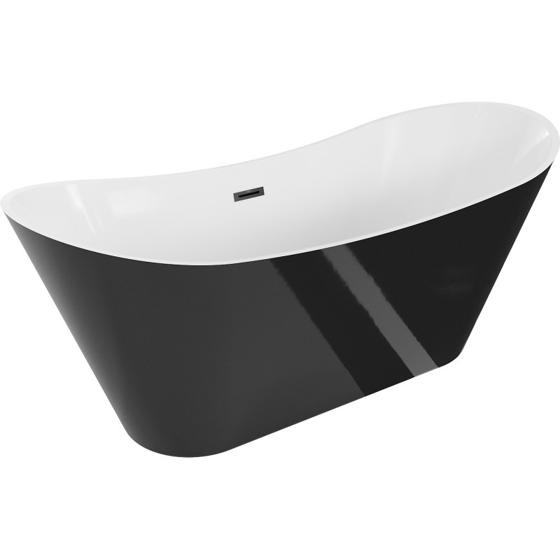 Mexen Celia vasca da bagno freestanding 170 x 75 cm, bianca/nera, troppo pieno nero - 52331707575-70