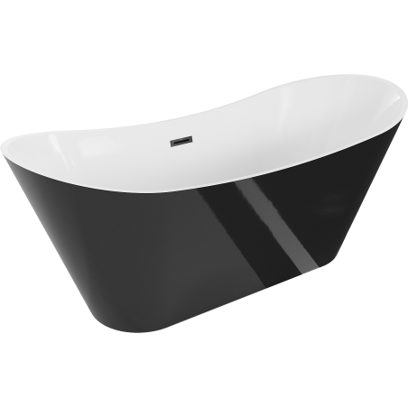 Baignoire Mexen Celia autoportante 170 x 75 cm, blanc/noir, évacuation noire - 52331707575-70