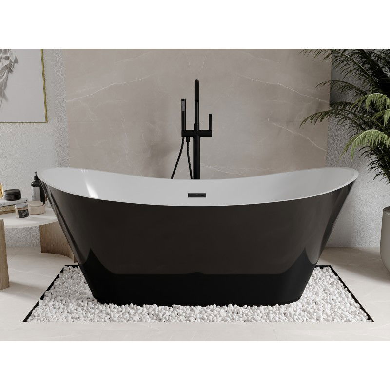 Mexen Celia fräistousend Badewanne 170 x 75 cm, wäiss/schwaarz, iwwerleeë schwaarz - 52331707575-70