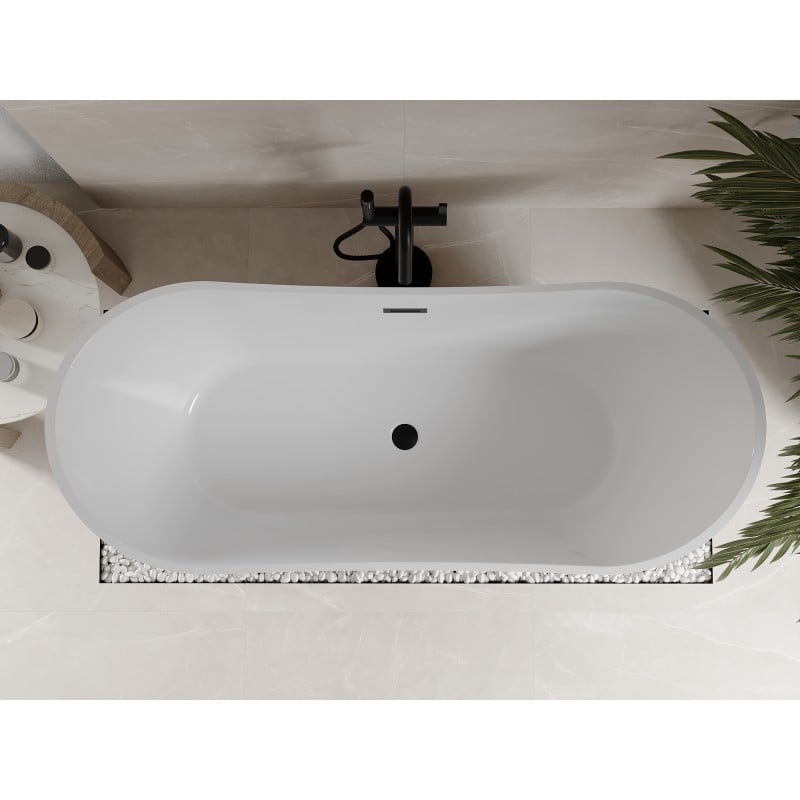 Mexen Celia freestanding bath 170 x 75 cm, white/black, black overflow - 52331707575-70