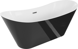 Mexen Celia freistehende Badewanne 170 x 75 cm, weiß/schwarz, Überlauf Gun Metal - 52331707575-95