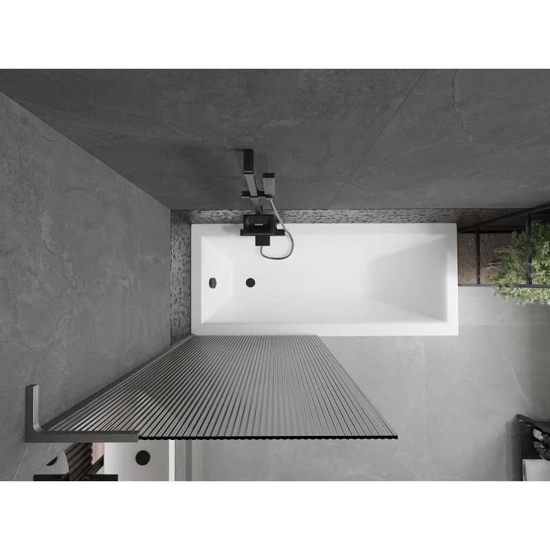 Mexen Next L διαχωριστικό μπανιέρας 1-πτέρυγα 80 x 150 cm, ρίγες, gun gray