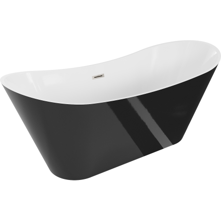 Mexen Celia freestanding bath 170 x 75 cm, white/black, brushed nickel overflow - 52331707575-97