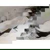 Mexen Celia freistehende Badewanne 170 x 75 cm, weiß/schwarz, gebürstete Nickelüberlauf - 52331707575-97