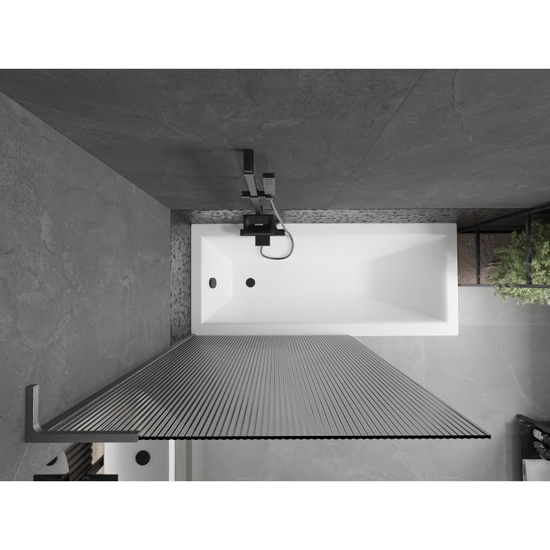 Mexen Next L paravento per vasca da bagno a 1 anta 100 x 150 cm, righe, grigio canna di fucile spazzolato - 895-100-000-03-09-66