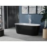 Mexen Luna freistehende Badewanne 150 x 75 cm, weiß/schwarz, weißer Überlauf - 52031507575-20