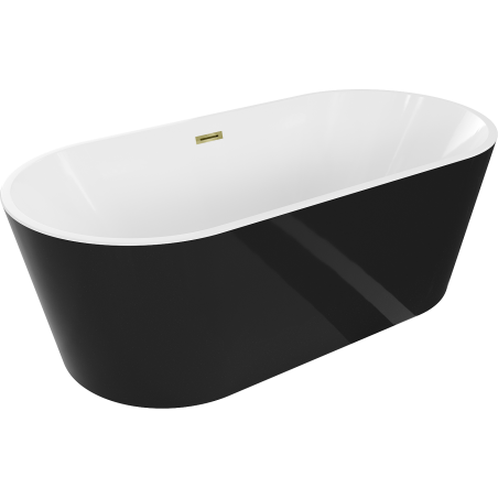 Mexen Luna freestanding bathtub 150 x 75 cm, white/black, gold overflow - 52031507575-50