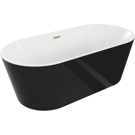 Mexen Luna freestanding bathtub 160 x 75 cm, white/black, brushed gold overflow - 52031607575-55
