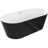Mexen Luna freestanding bathtub 160 x 75 cm, white/black, brushed gold overflow - 52031607575-55
