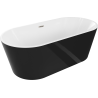 Mexen Luna freistehende Badewanne 150 x 75 cm, weiß/schwarz, Überlauf siehe gebürstet - 52031507575-97