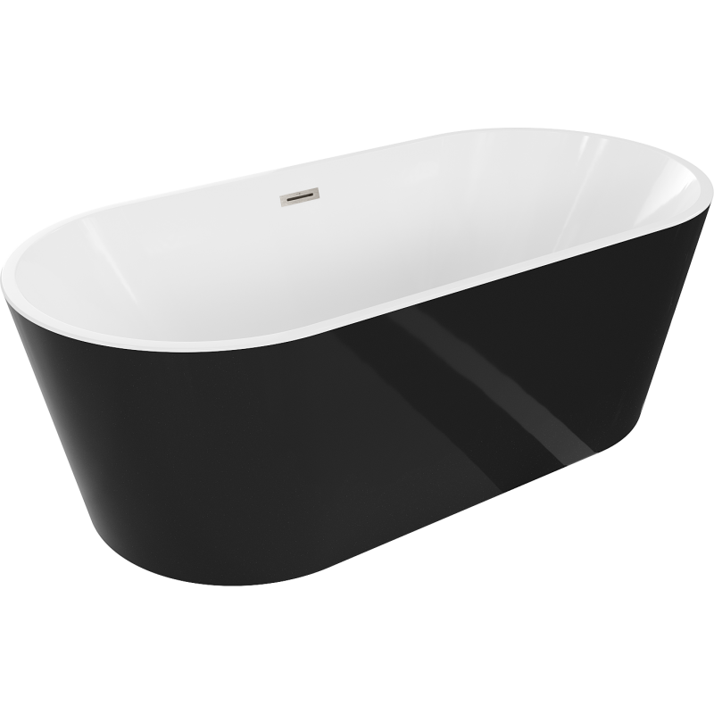 Mexen Luna freestanding bathtub 160 x 75 cm, white/black, brushed nickel overflow - 52031607575-97