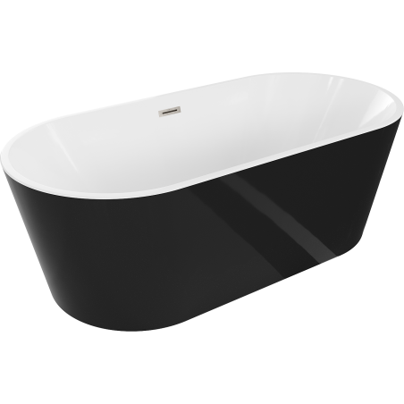 Mexen Luna freestanding bathtub 160 x 75 cm, white/black, brushed nickel overflow - 52031607575-97