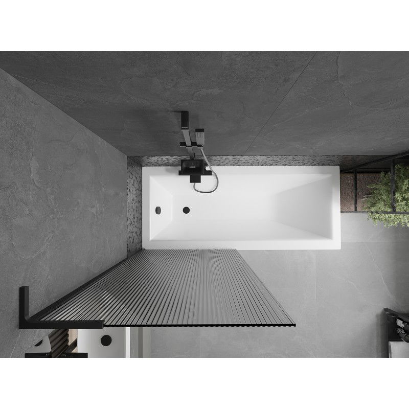 Mexen Next L παραβάν μπανιέρας με 1 φύλλο 80 x 150 cm, ρίγες, μαύρο - 895-080-000-03-09-70