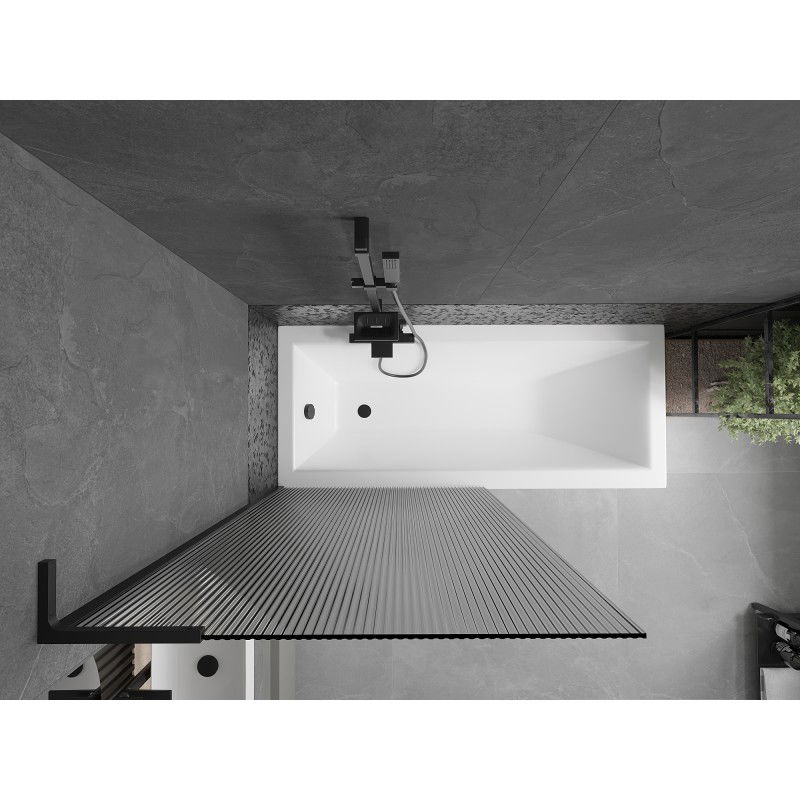 Mexen Next L καμπίνα μπάνιου μονόφυλλη 90 x 150 cm, ρίγες, μαύρη - 895-090-000-03-09-70