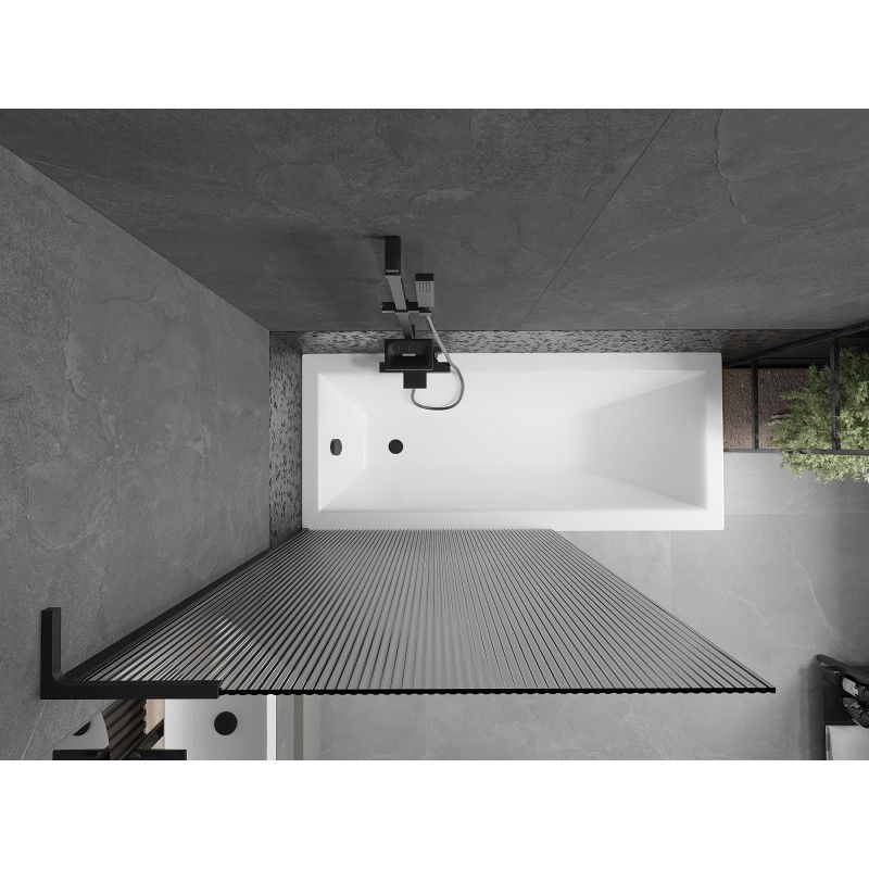 Mexen Next L παραβάν μπανιέρας 1-πτέρυγας 100 x 150 cm, ρίγες, μαύρο - 895-100-000-03-09-70