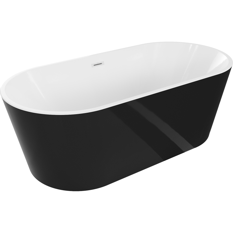 Mexen Luna freestanding bath 180 x 80 cm, white/black, white overflow - 52031808075-20