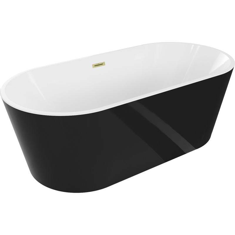 Mexen Luna freestanding bathtub 170 x 80 cm, white/black, brushed gold overflow - 52031708075-55