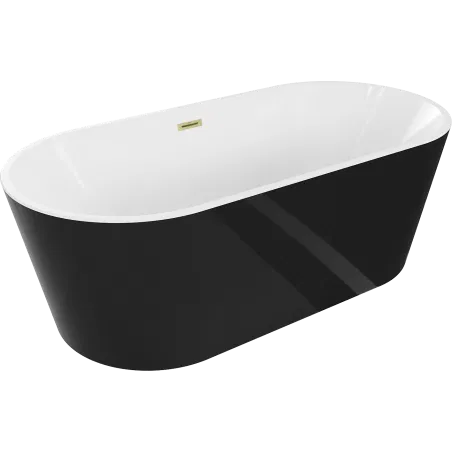 Mexen Luna freestanding bathtub 170 x 80 cm, white/black, brushed gold overflow - 52031708075-55