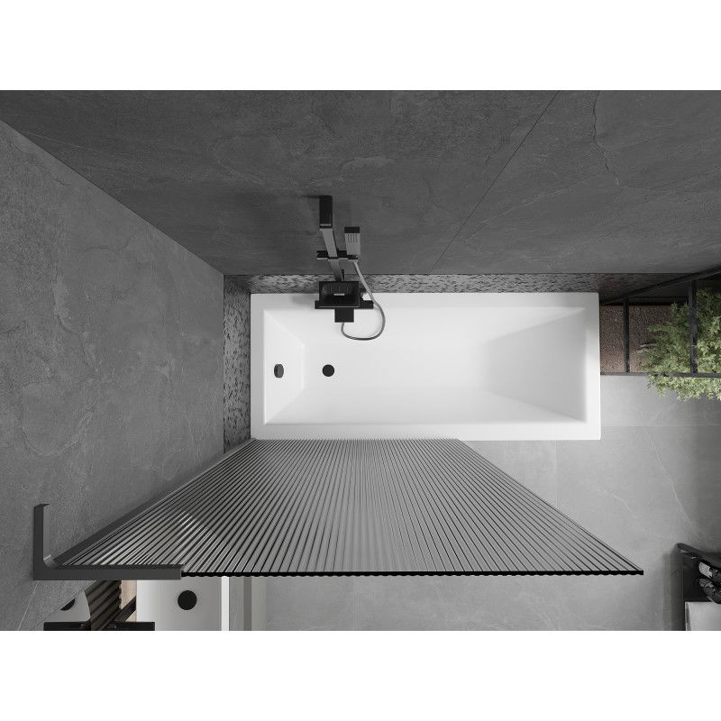 Mexen Next L παραβάν μπάνιου 1 φύλλου 100 x 150 εκ., ρίγες, gun metal - 895-100-000-03-09-95