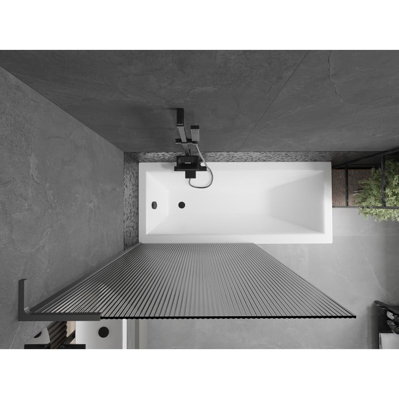 Mexen Next L paraván de bañera de 1 hoja 100 x 150 cm, rayado, gun metal - 895-100-000-03-09-95