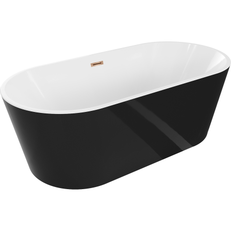 Mexen Luna freestanding bath 180 x 80 cm, white/black, overflow rose gold - 52031808075-60