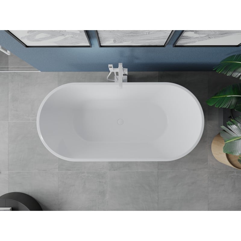 Mexen Luna freistehende Badewanne 180 x 80 cm, weiß/schwarz, weißer Überlauf - 52031808075-20