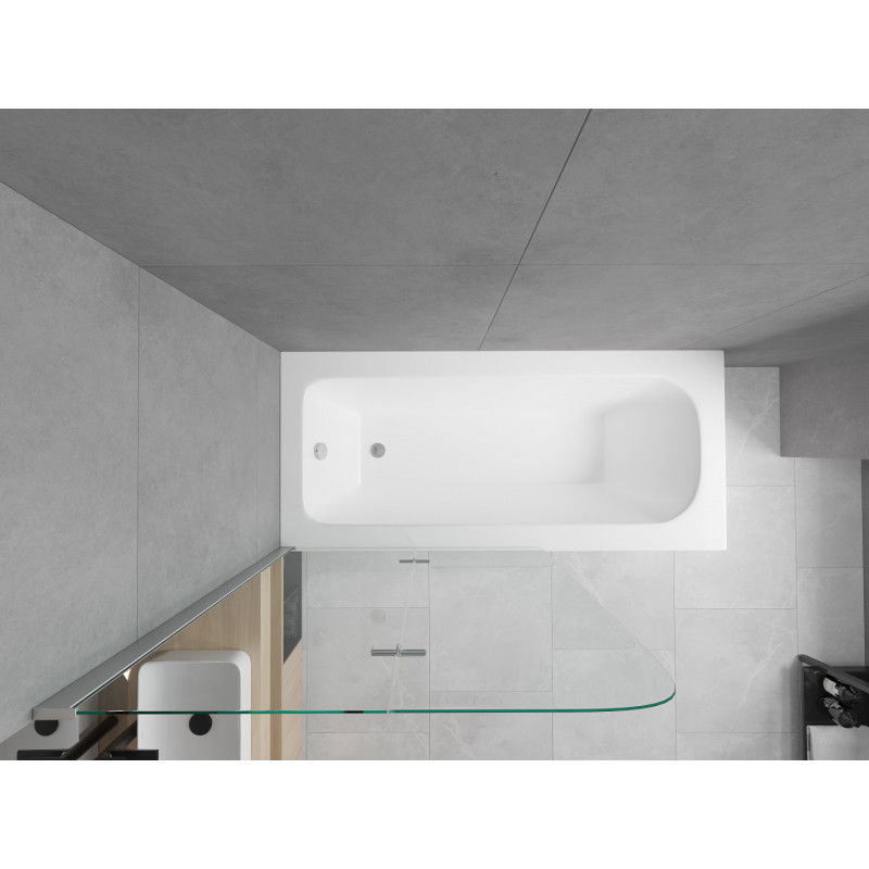 Mexen Vega Rechteckeg Badwan 180 x 80 cm mat Verkleedung an engem 2-Flillek Parawan 100 cm, transparent, Chrom