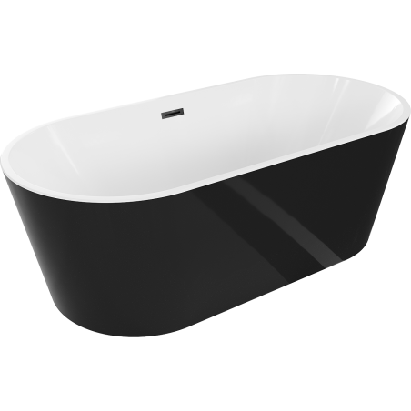 Mexen Luna baignoire autoportante 170 x 80 cm, blanc/noir, trop-plein noir - 52031708075-70
