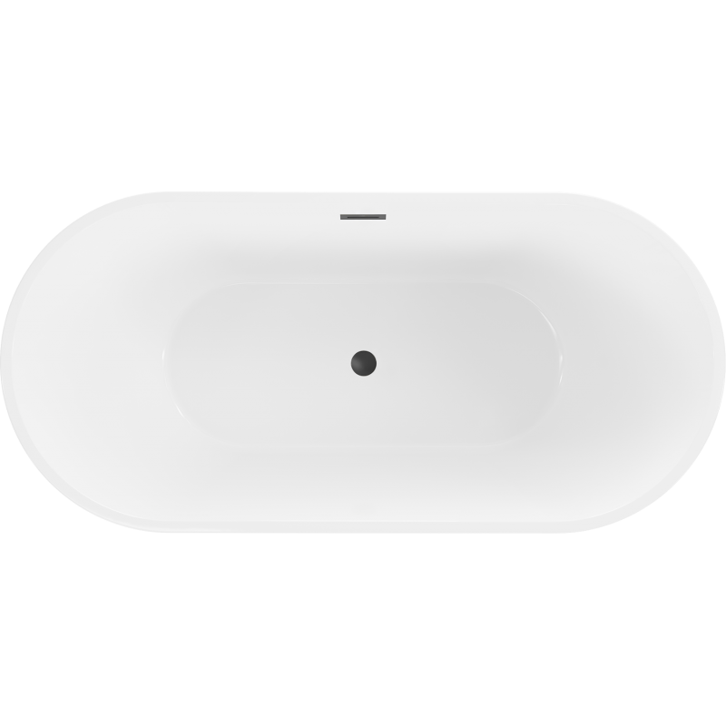 Mexen Luna vasca da bagno indipendente 170 x 80 cm, bianca/nera, troppopieno nero - 52031708075-70