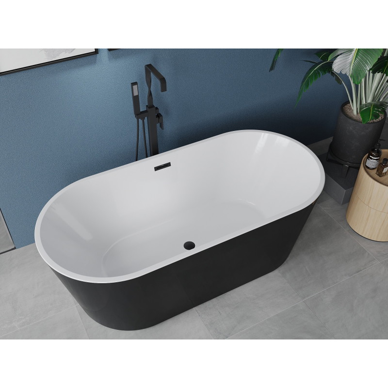 Mexen Luna vabadaltseisev vann 180 x 80 cm, valge/must, must ülevool - 52031808075-70