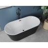 Mexen Luna freistehende Badewanne 180 x 80 cm, weiß/schwarz, schwarzer Überlauf - 52031808075-70