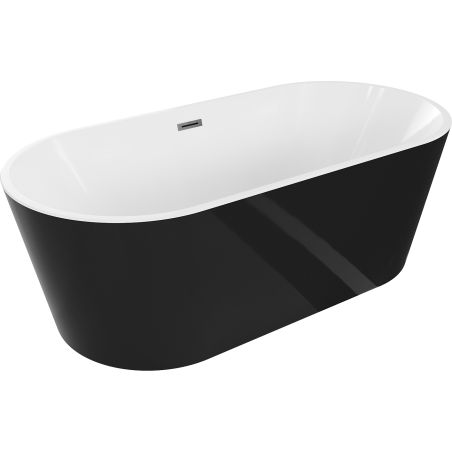 Mexen Luna μπανιέρα ελεύθερης τοποθέτησης 180 x 80 cm, λευκή/μαύρη, υπερχείλιση