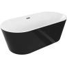 Mexen Luna 180 x 80 cm Freestanding Bath, White/Black, Gun Metal Overflow - 52031808075-95
