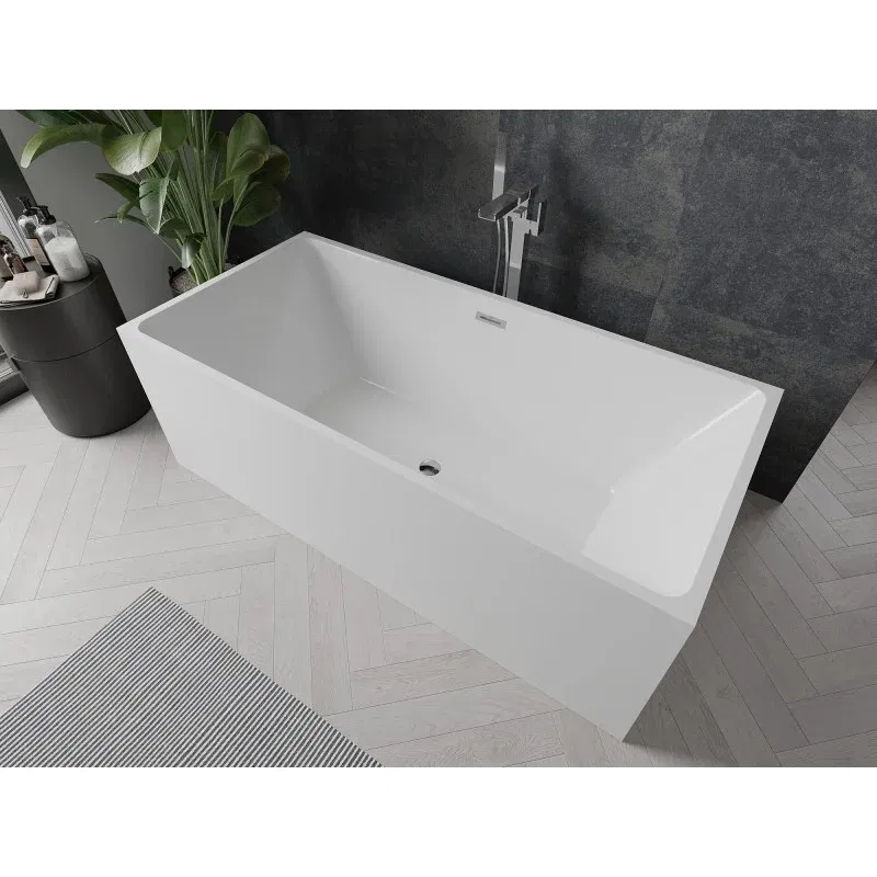 Mexen Nita freistehende Badewanne 170 x 80 cm, weiß, Überlauf Chrom - 52091708000-01