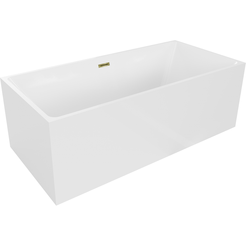 Mexen Nita freistehende Badewanne 170 x 80 cm, weiß, mit Überlauf in Gold - 52091708000-50