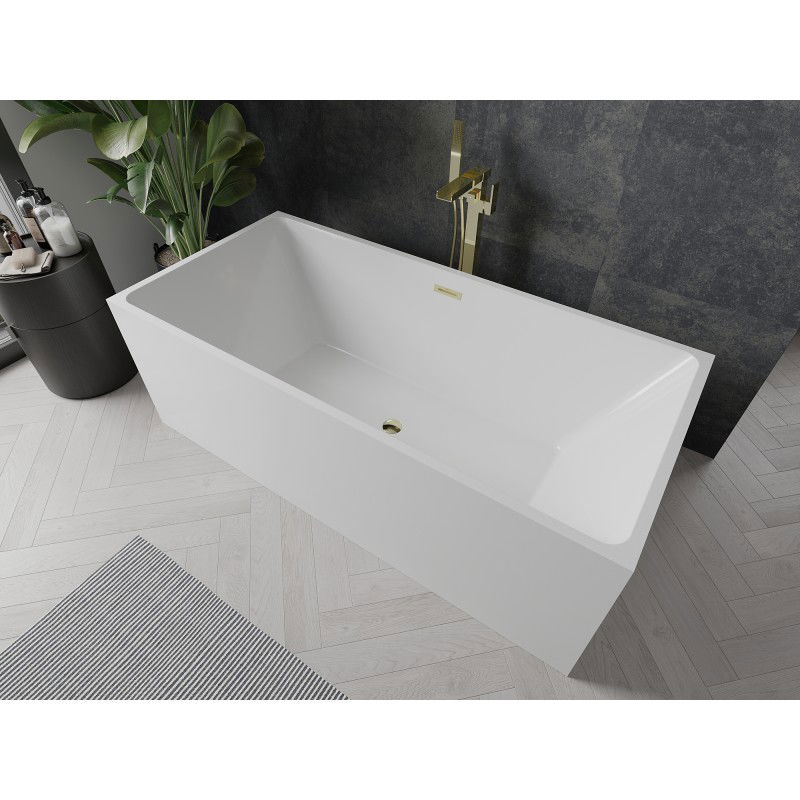 Mexen Nita vasca da bagno indipendente 170 x 80 cm, bianca, troppopieno dorato - 52091708000-50