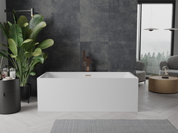 Mexen Nita freistehende Badewanne 170 x 80 cm, weiß, gebürsteter Messingüberlauf - 52091708000-65