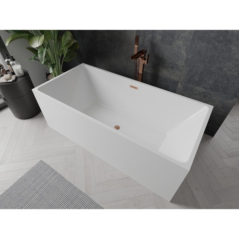 Mexen Nita freestanding bath 170 x 80 cm, white, brushed copper overflow - 52091708000-65