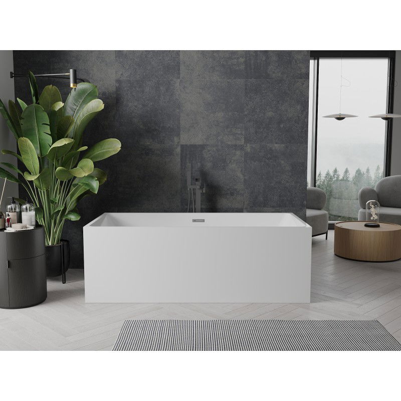 Mexen Nita free-standing bath 170 x 80 cm, white, brushed gun gray overflow - 52091708000-66