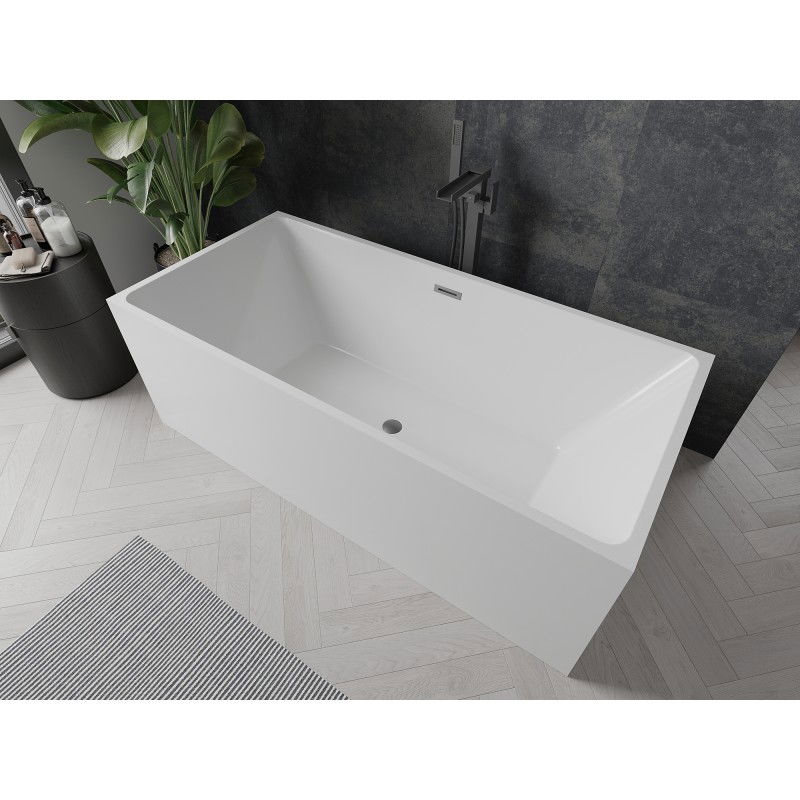 Mexen Nita freistehende Badewanne 170 x 80 cm, weiß, Überlauf Gun Metal - 52091708000-95