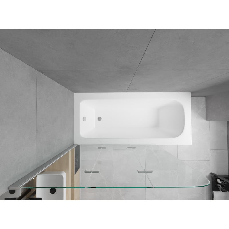 Mexen Vega bañera rectangular 180 x 80 cm con carcasa y mampara de 3 paneles 120 cm, transparente, cromo - 550118080X9012030100