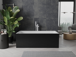 Mexen Nita freistehende Badewanne 170 x 80 cm, weiß/schwarz, weißer Überlauf - 52091708075-20