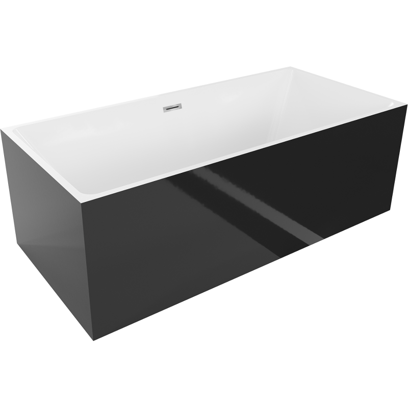 Mexen Nita banheira independente 170 x 80 cm, branco/preto, transbordo cromado - 52091708075-01