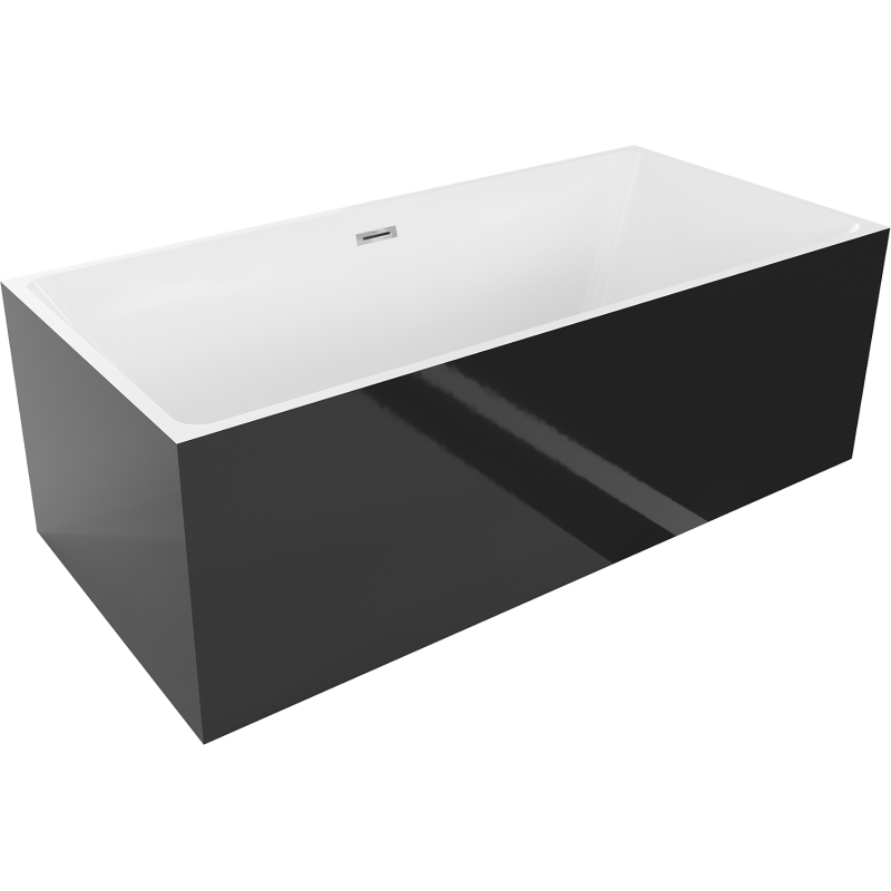 Mexen Nita vrijstaande badkuip 170 x 80 cm, wit/zwart, overloop chroom - 52091708075-01