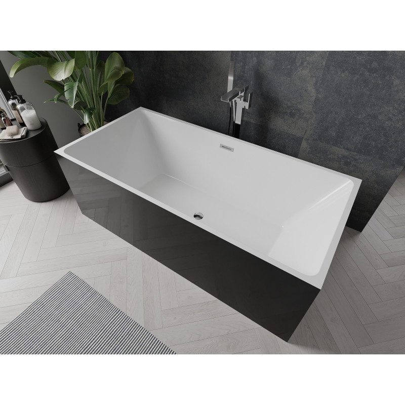 Mexen Nita vaba seisev vann 170 x 80 cm, valge/must, kroom ülevool - 52091708075-01