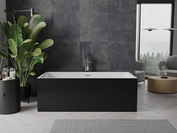 Mexen Nita freistehende Badewanne 170 x 80 cm, weiß/schwarz, chrom Ablauf - 52091708075-01