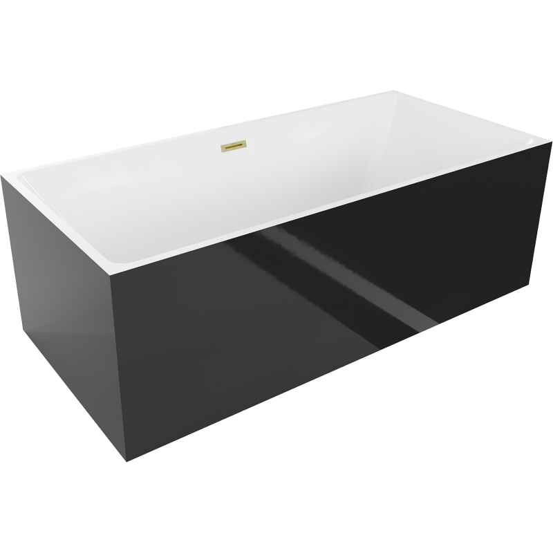 Mexen Nita vasca da bagno autoportante 170 x 80 cm, bianca/nera, troppo pieno oro spazzolato - 52091708075-55